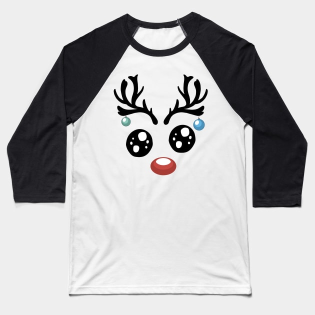 Funny Reindeer Christmas Baseball T-Shirt by Magic Arts